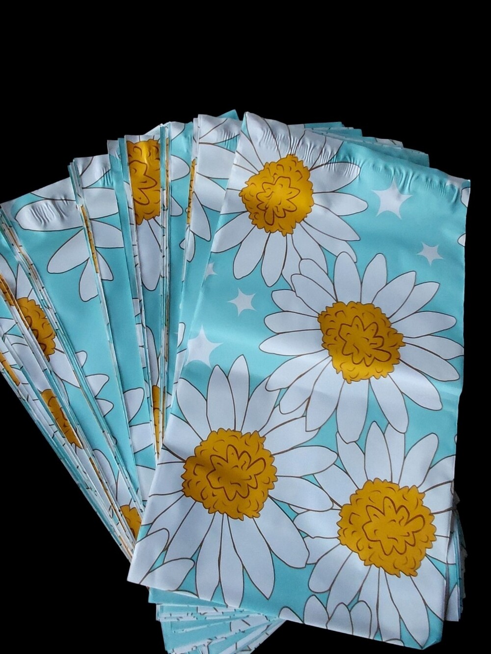 20ct. 6x9 Floral Daisy Polymailers Random Thank You Cards And Stickers - Picture 4 of 5